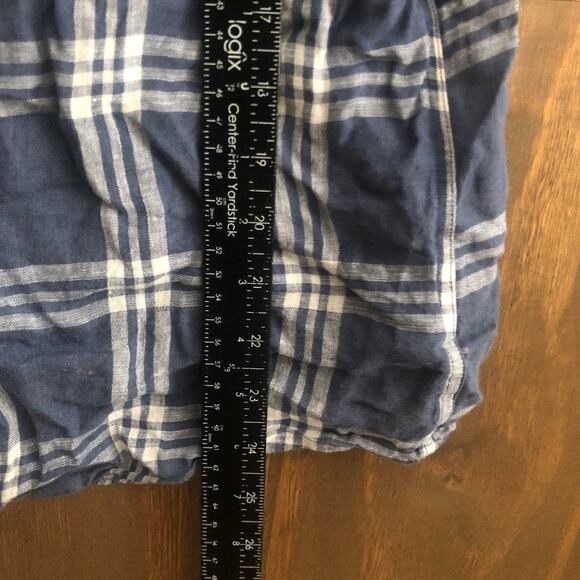 Faherty Mens Shirt Blue White Plaid 100% Linen Button Up Long Sleeve Small - Picture 7 of 11